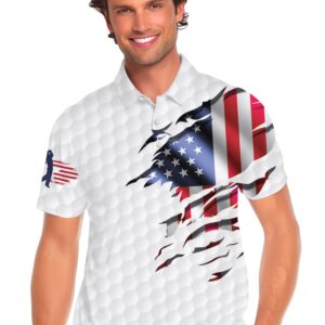 HIVICHI Golf Shirts for Men Funny Print Crazy Hawaiian Mens Polo Shirt Patriotic Flag Shirt, Large, 7198