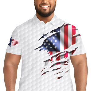 HIVICHI Golf Shirts for Men Funny Print Crazy Hawaiian Mens Polo Shirt Patriotic Flag Shirt, Large, 7198