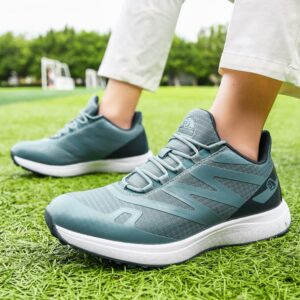 Zakey Golf Shoes Men Professional Golf Wears Breathable Spikeless Golfers Sneakers Anti Slip Walking Footwears Light Blue