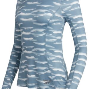 Reebok Women's Performance Thermal Shirt - Athletic Base Layer Long Sleeve Shirt (S-XL), Size X-Large, Ashley Blue Print