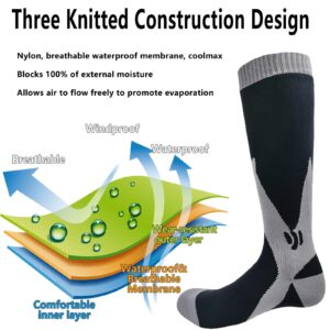 Fullsheild Mens Waterproof Hiking Socks, Unisex Waterproof Breathable Outdoor Athletic Hiking Wading Trail Running Skiing Knee Length Sock S