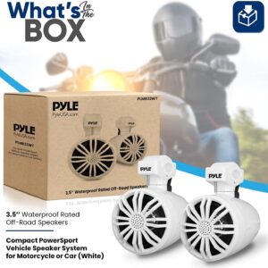 Pyle 3.5” Waterproof Off-Road Speakers - 40W Marine Grade Passive Woofer Sound System Full Range Outdoor Audio Stereo Speaker for Motorcycle, Car, ATV, 4x4, Jeep, Boat, Includes Brackets (White)