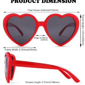 NULOOQ Polarized Heart Shaped Sunglasses for Women Retro Fashion Large Frame Lovely Style with UV400 Protection (Red Frame/Gray Lens)