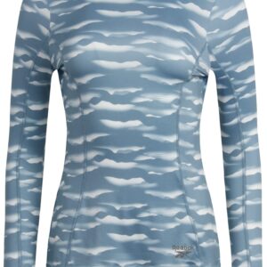 Reebok Women's Performance Thermal Shirt - Athletic Base Layer Long Sleeve Shirt (S-XL), Size X-Large, Ashley Blue Print