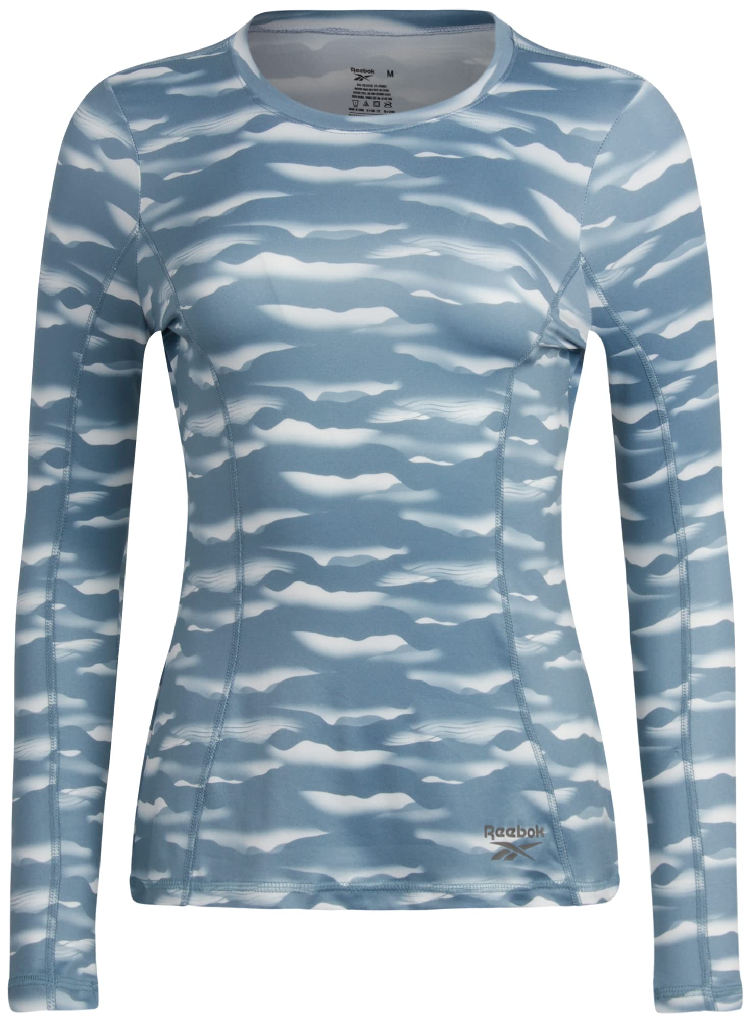 Reebok Women's Performance Thermal Shirt - Athletic Base Layer Long Sleeve Shirt (S-XL), Size X-Large, Ashley Blue Print