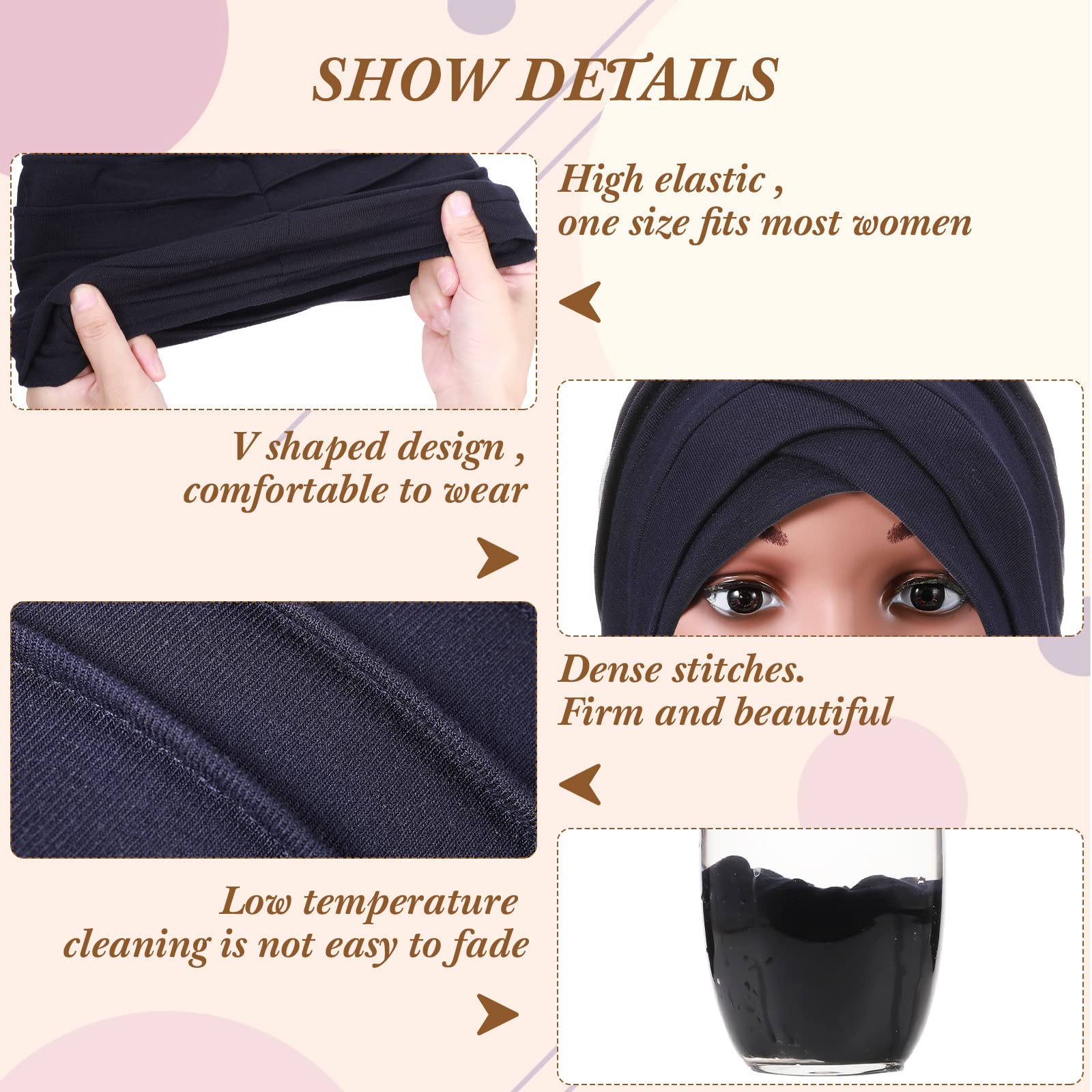 SATINIOR 4 Pieces Turbans for Women Soft Sleep Cap Cancer Turban Fashion Head Wraps Hijab Caps for Women Beanie Hat