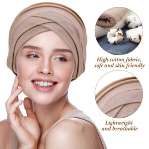 SATINIOR 4 Pieces Turbans for Women Soft Sleep Cap Cancer Turban Fashion Head Wraps Hijab Caps for Women Beanie Hat