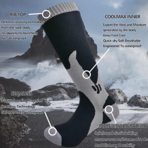 Fullsheild Mens Waterproof Hiking Socks, Unisex Waterproof Breathable Outdoor Athletic Hiking Wading Trail Running Skiing Knee Length Sock S