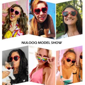 NULOOQ Polarized Heart Shaped Sunglasses for Women Retro Fashion Large Frame Lovely Style with UV400 Protection (Red Frame/Gray Lens)