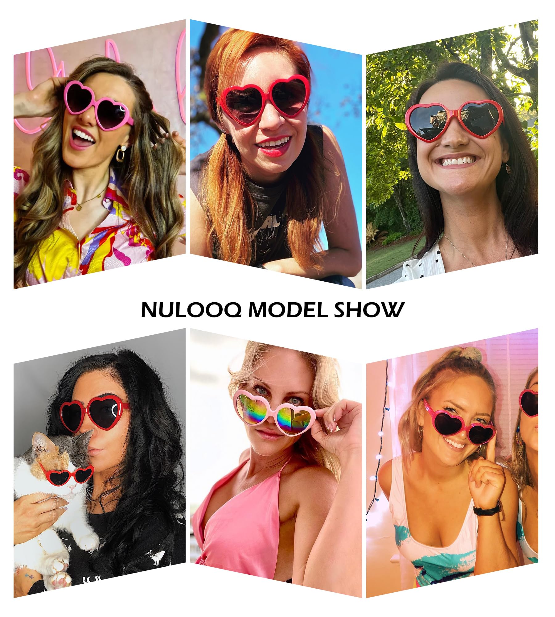 NULOOQ Polarized Heart Shaped Sunglasses for Women Retro Fashion Large Frame Lovely Style with UV400 Protection (Red Frame/Gray Lens)