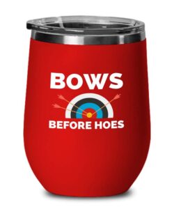 archery red wine tumbler 12oz - bows before hocs - archery trainer bowfishing deer shooting target shot