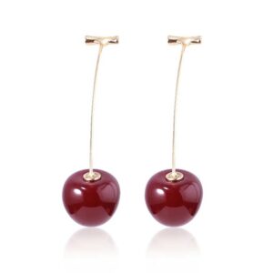 Cherry Earrings Dangle - JJBA JoJo Kakyoin Cute Anime Cosplay Jewelry - Sweet Fruit Earring Gift for Women