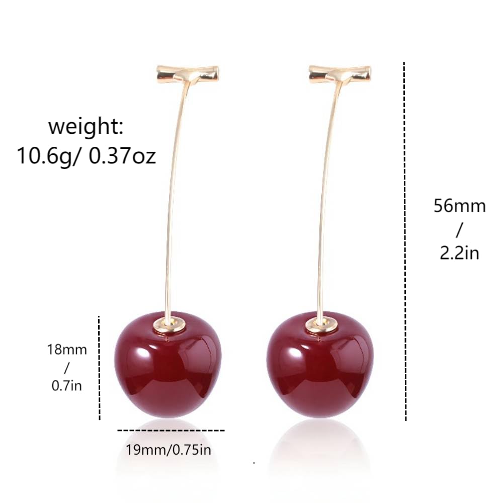 Cherry Earrings Dangle - JJBA JoJo Kakyoin Cute Anime Cosplay Jewelry - Sweet Fruit Earring Gift for Women