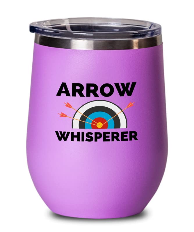 Archery Pink Wine Tumbler 12oz - Arrow Whisperer - Archery Trainer Bowfishing Deer Shooting Target Shot