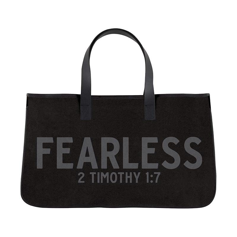 Creative Brands Faithworks-Inspirational Large Canvas and Leather Tote Bag, 20 x 11-Inch, Fearless