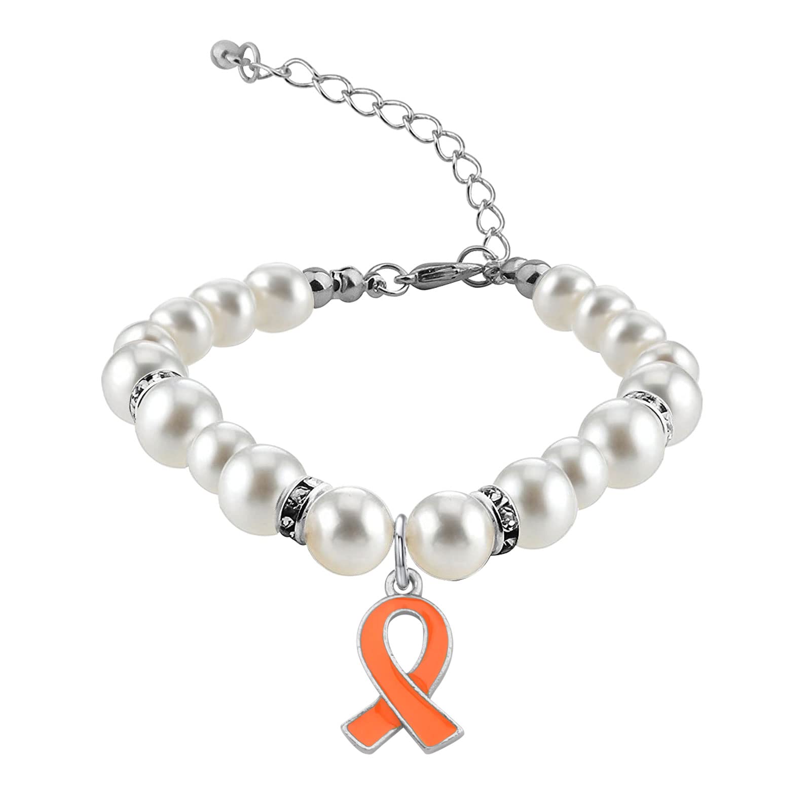 POTIY Orange Awareness Ribbon Charm Bracelet Kidney Cancer Leukemia Multiple Sclerosis Awareness Jewelry Cause Ribbon Inspirational Bracelet for Women (Orange)