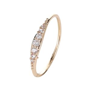 Simulated Diamond Ring for Women Inlaid Zircon Wedding Band Minimalist Design Anniversary Rings (Gold, 7)