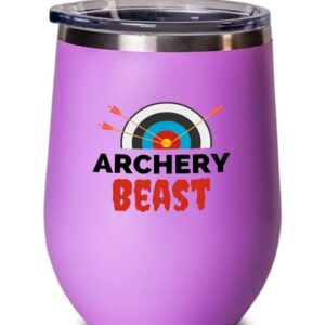 Archery Pink Wine Tumbler 12oz - Archery Bcast - Archery Shot Trainer Crossbow Compound Bow Hunting Arrow