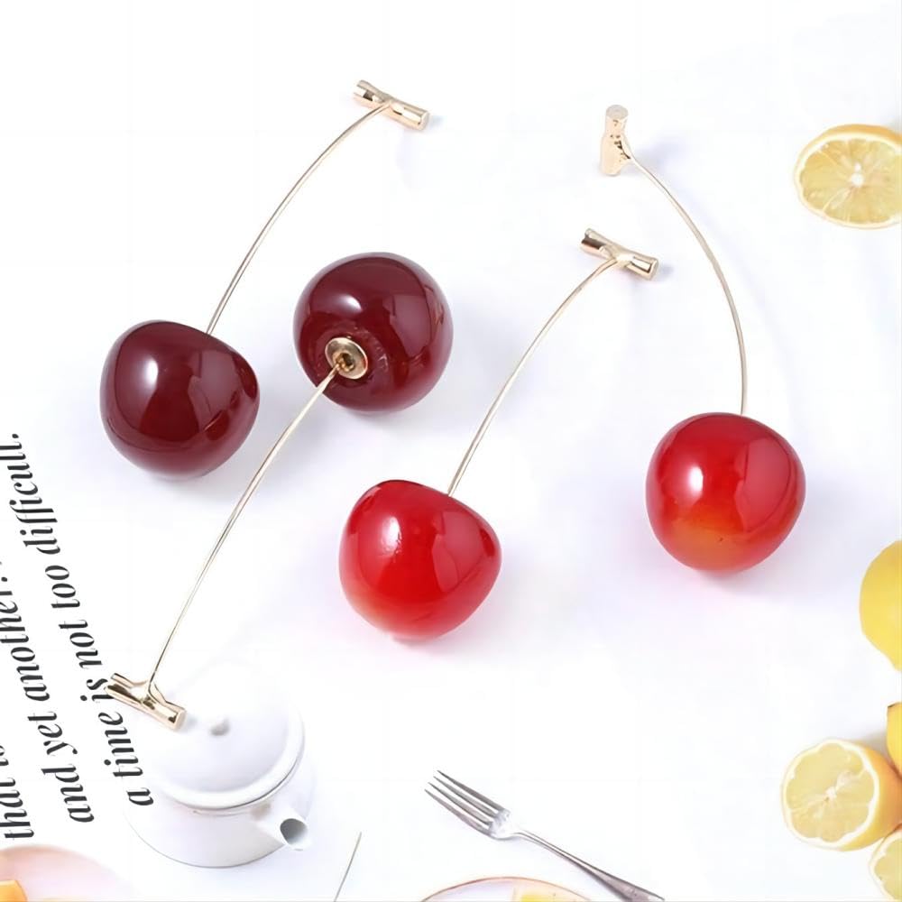 Cherry Earrings Dangle - JJBA JoJo Kakyoin Cute Anime Cosplay Jewelry - Sweet Fruit Earring Gift for Women