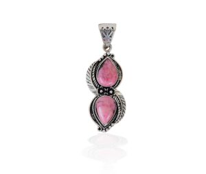 rekha gems rhodonite pendant, pink gemstone pendant, gift for her, vintage jewelry,925 sterling silver pendant, boho and hippie pendant, vintage pendant, daily wear pendant, valentine gift-no-nro-21