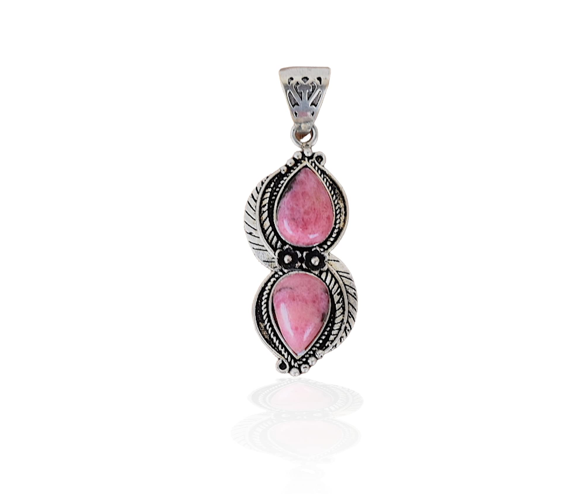 Rekha Gems Rhodonite Pendant, Pink Gemstone Pendant, Gift For Her, Vintage Jewelry,925 Sterling Silver Pendant, Boho and Hippie Pendant, Vintage Pendant, Daily Wear Pendant, Valentine Gift-NO-NRO-21