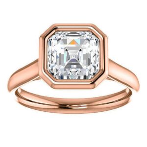 10k/14k/18k solid rose gold handmade engagement ring, 2 ct asscher cut moissanite solitaire ring, wedding ring set for women/her, anniversary/promise gifts, vvs1 colorless, jewelry