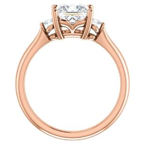 Moissanite Handmade Engagement Ring 3 CT Asscher Cut Moissanite Solitaire Wedding Ring for Women VVS Colorless Promise Gifts (925 Silver (Rose Gold Plated))