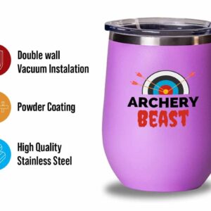 Archery Pink Wine Tumbler 12oz - Archery Bcast - Archery Shot Trainer Crossbow Compound Bow Hunting Arrow