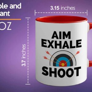 Bubble Hugs Archery 2Tone Red Mug 11oz - Aim Exhale shoot - Archery Trainer Bowfishing Deer Shooting Target Shot