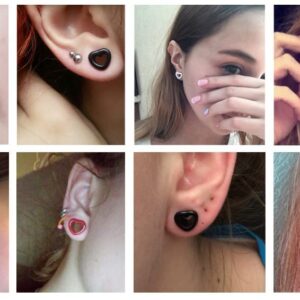 2Pairs Heart Shape Acrylic Ear Tunnel Plugs Ear Gauges Expanders Black White Double Flared Tunnels Stretcher Earrings Cute Love Lobe Piercing Body Jewelry Set Gifts Girlfriend Bff Birthday, 6g(4mm),