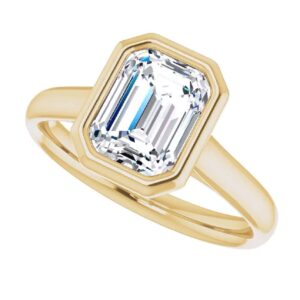 2 CT Emerald Cut Engagement Rings for Women Engagement Gifts for Women Handmade Gifts Anniversary Wedding Ring 10K/14K/18K Solid Yellow Gold