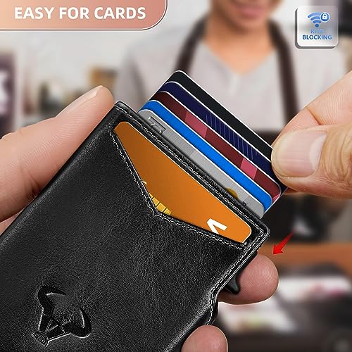 BULLIANT Men Wallet Gift Boxed,Slim Front Pocket Wallet Money Clip Card Holder 3.8"x2.7",Pop-up Access