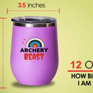 Archery Pink Wine Tumbler 12oz - Archery Bcast - Archery Shot Trainer Crossbow Compound Bow Hunting Arrow