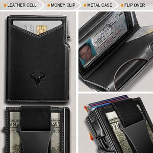 BULLIANT Men Wallet Gift Boxed,Slim Front Pocket Wallet Money Clip Card Holder 3.8"x2.7",Pop-up Access