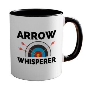 archery 2tone black mug 11oz - arrow whisperer - archery trainer bowfishing deer shooting target shot