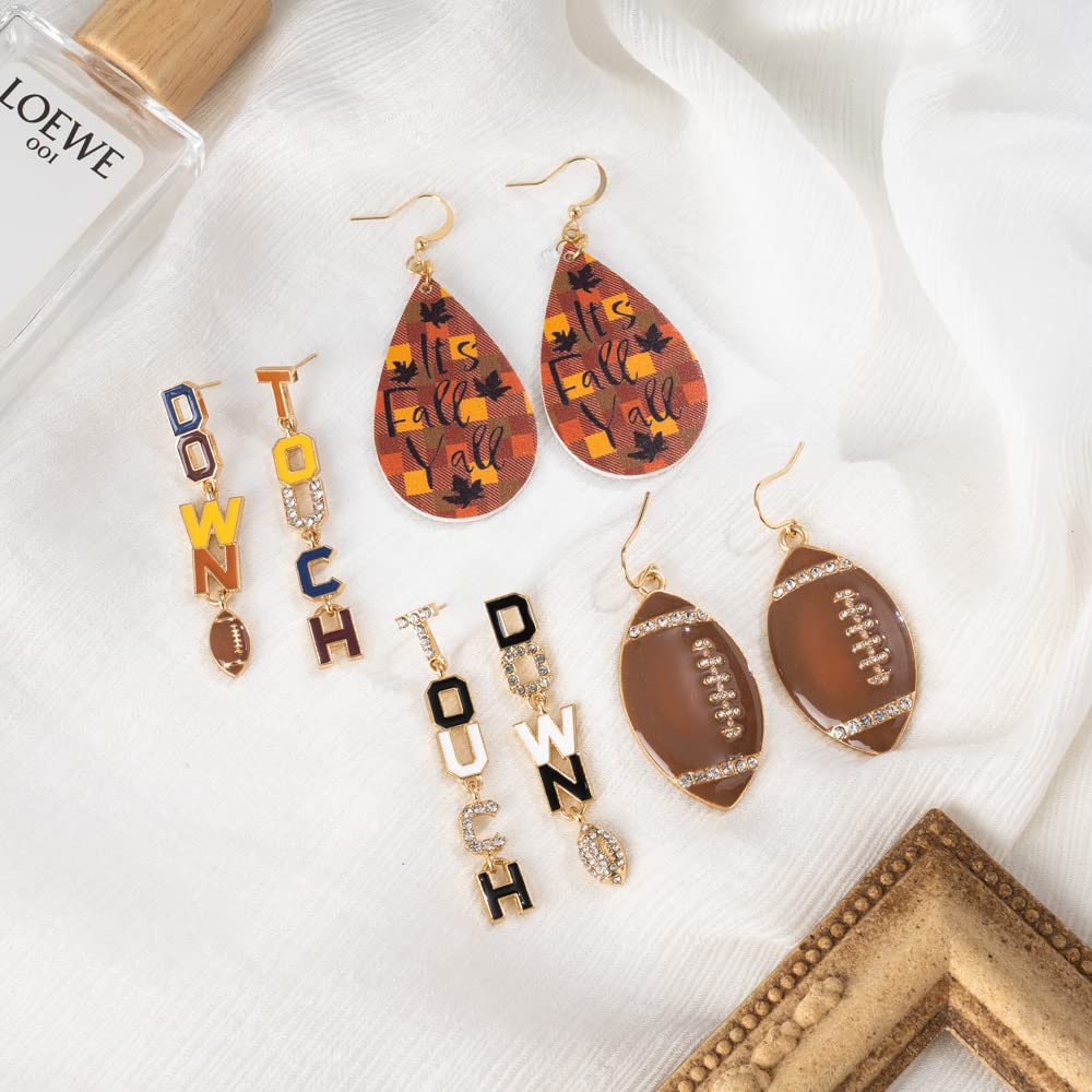 Madison Tyler Touchdown Football Dangle Earrings for Women, Lightweight Alloy, Hypoallergenic, Great Gift Idea