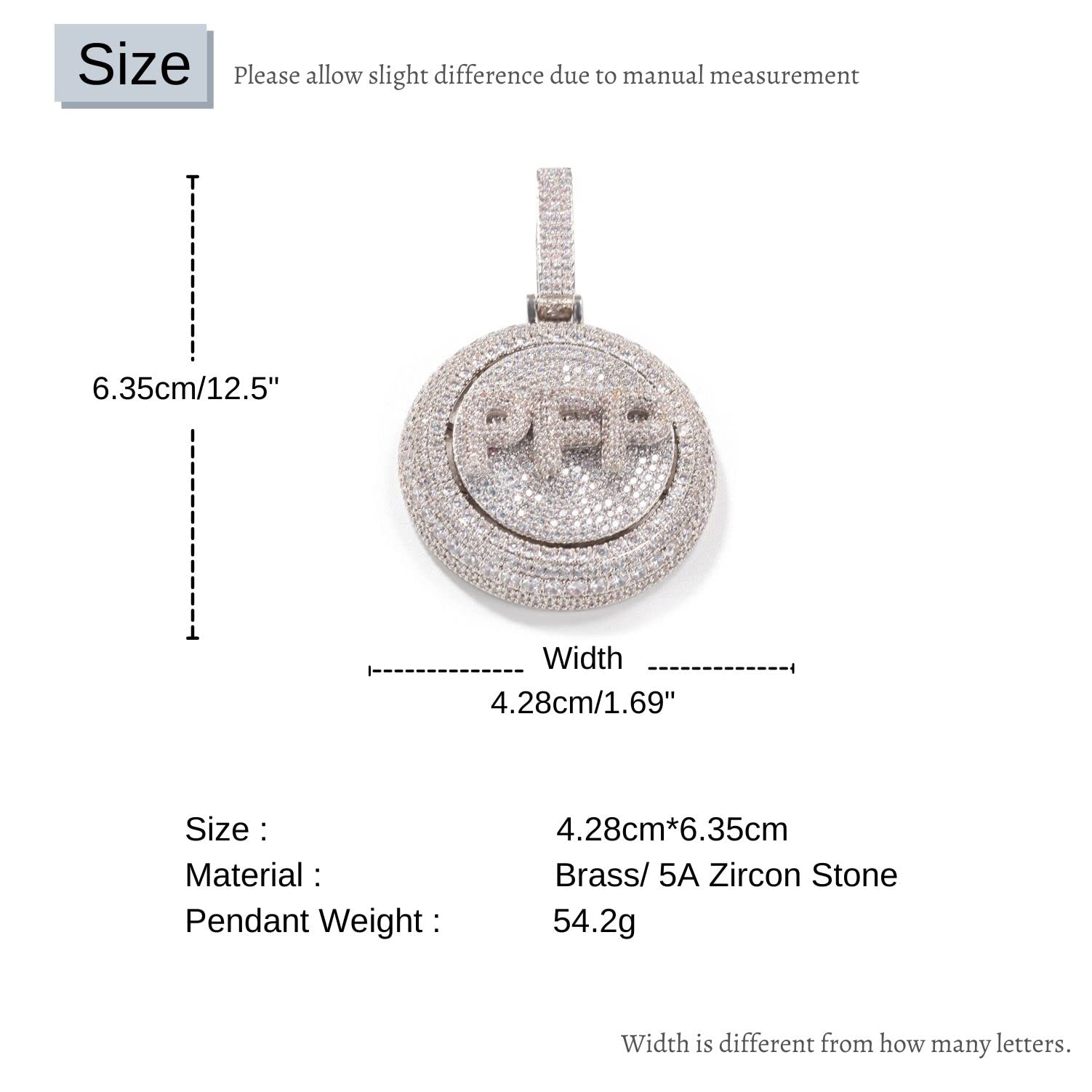 Personalized Rotatable Disc Name Plate Pendant Necklace, Iced Out Jewelry Cz Diamond 14k Gold Silver Copper Customized Letter Charm with Rope/Tennis Link Chain, Customized Initial Name Necklace Gift for Men Woman (Silver Plated Gold Letter)