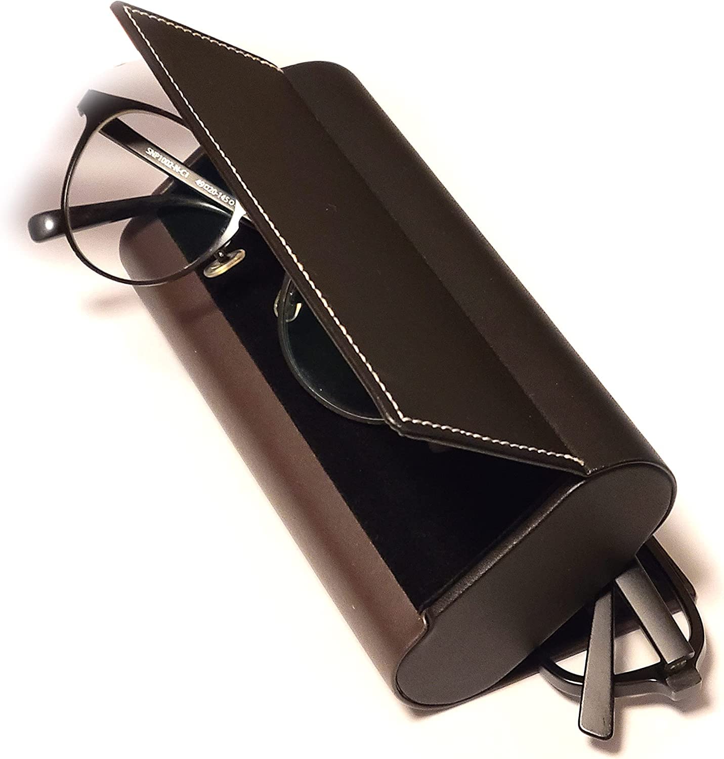 メイガン(Meigan) Double Glasses Case Aluminum Hard Shell Faux Leather for Men, Women | for Reading Glasses and Sunglasses etc.