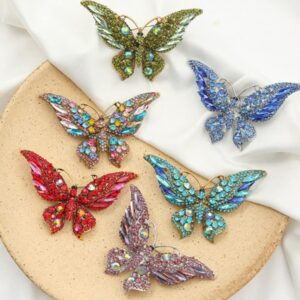 Crystal Rhinestone Butterfly Brooch Elegant Lapel Pins Dress Accessories Jewelry Gift For Women Girls (Multi)