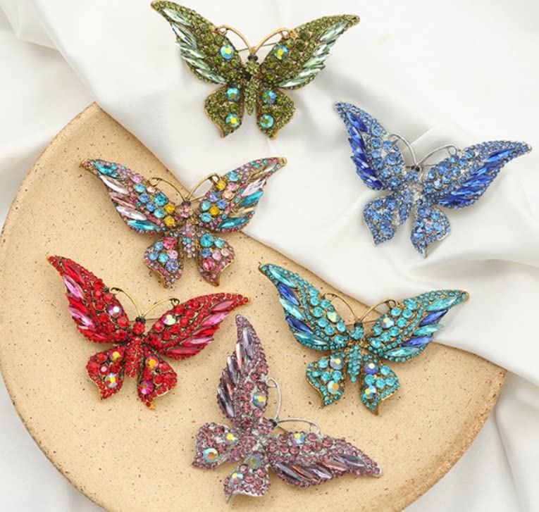 Crystal Rhinestone Butterfly Brooch Elegant Lapel Pins Dress Accessories Jewelry Gift For Women Girls (Multi)