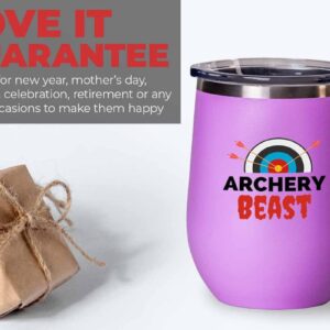 Archery Pink Wine Tumbler 12oz - Archery Bcast - Archery Shot Trainer Crossbow Compound Bow Hunting Arrow