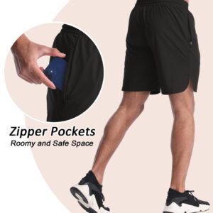 CANGHPGIN Men's Workout Athletic Running Shorts 7 inch Lightweight 2 Pack Basketball Sports Gym Shorts with Pockets