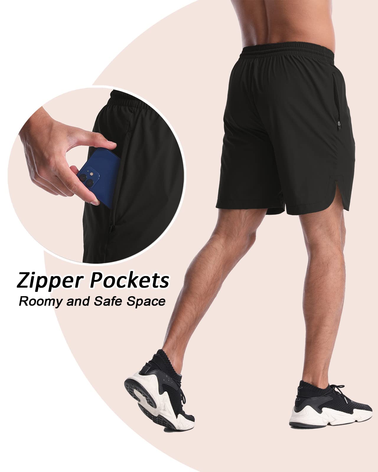 CANGHPGIN Men's Workout Athletic Running Shorts 7 inch Lightweight 2 Pack Basketball Sports Gym Shorts with Pockets