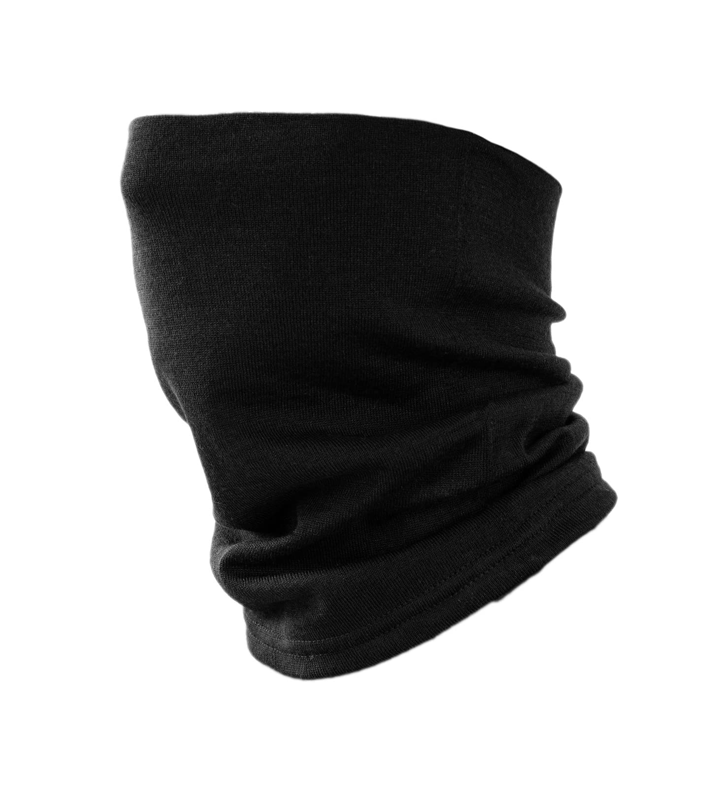 Villand 100% Merino Wool Neck Gaiter for Men and Women, Double Layer Seamless Neck Warmer for Skiing Cycling & Winter Sports (Black)