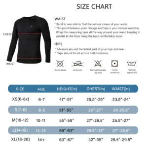 Willit Youth Boys' Compression Thermal Shirts Fleece Baselayer Long Sleeve Girls' Kids Football Soccer Undershirts White S