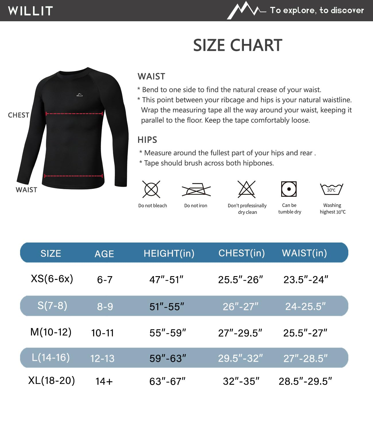 Willit Youth Boys' Compression Thermal Shirts Fleece Baselayer Long Sleeve Girls' Kids Football Soccer Undershirts Black L