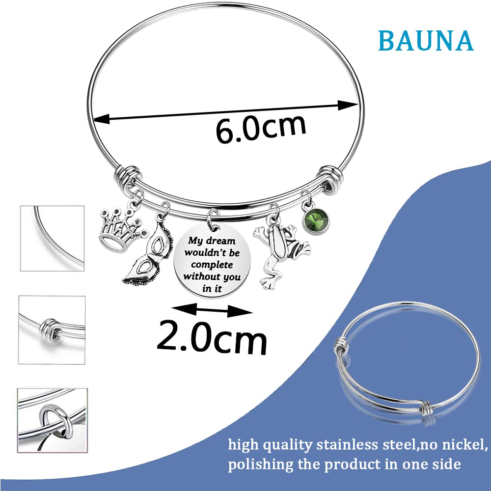 BAUNA Fairytale Frog Inspired Bracelet Princess Tiana Quote Jewelry for Fans My Dream Wouldn’t Be Complete Without You In It (Frog Inspired Bracelet)