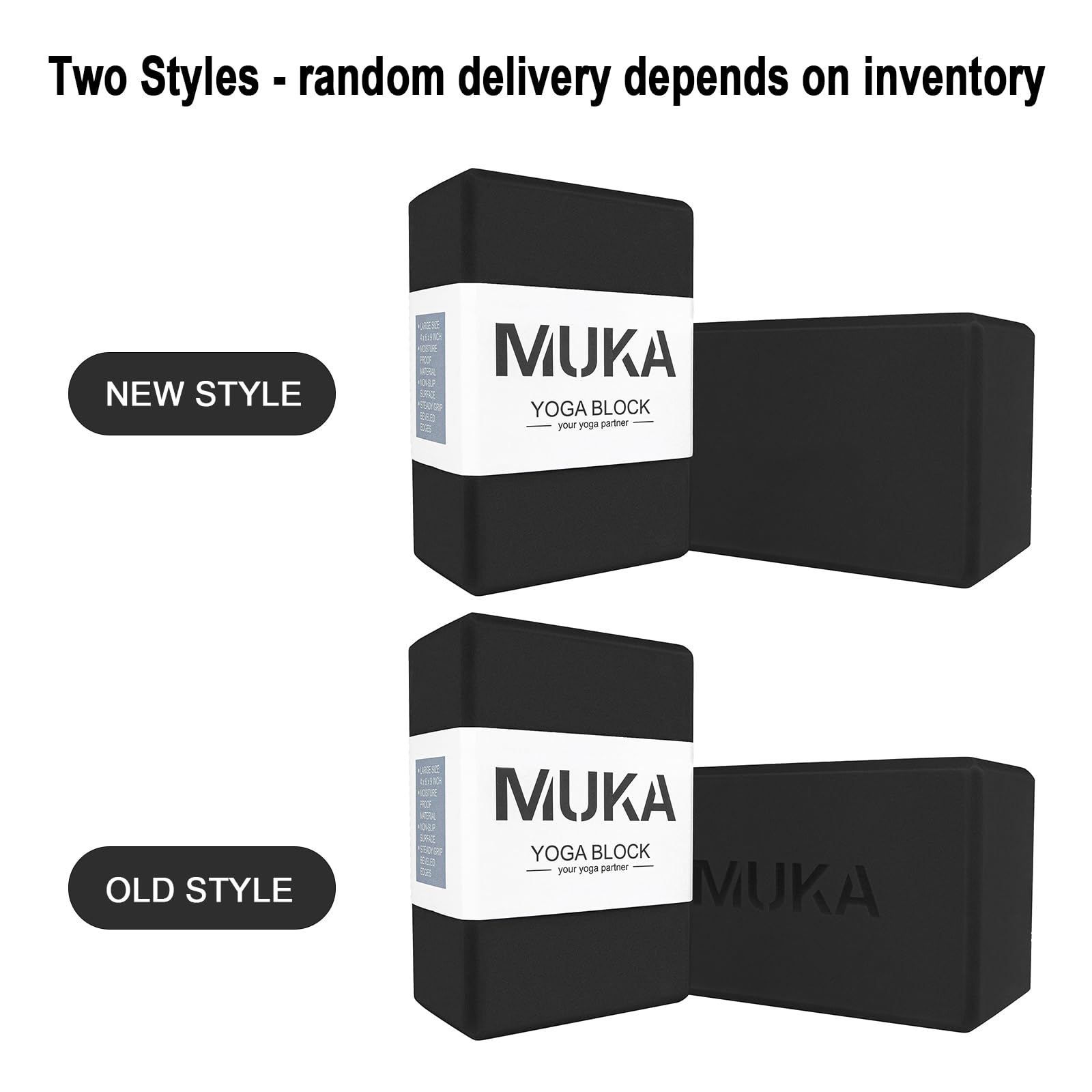 Muka 4 Pack Black Yoga Blocks 9 x 6 x 4 Inch, High Density EVA Foam Yoga Brick for Meditation, Pilates