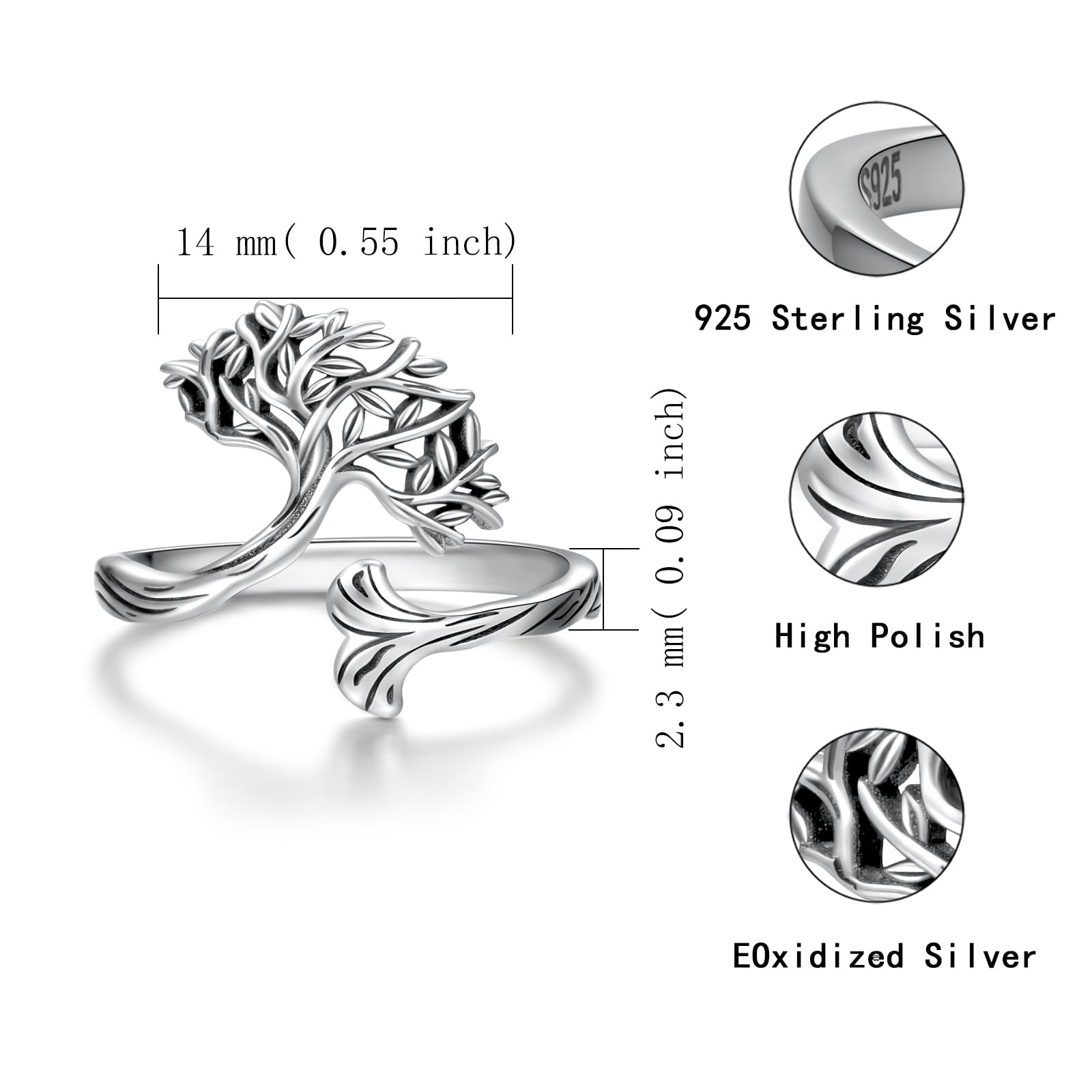 zaxsj Tree of Life Rings for Women : 925 Sterling Silver Retro Celtic Knot Irish Tree of Life Ring Jewelry Gifts for Women