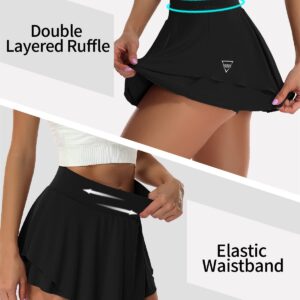 V FOR CITY Tennis Skirt for Women High Waist with Shorts Pockets Flowy Athletic Running Golf Skorts Skirts Black M